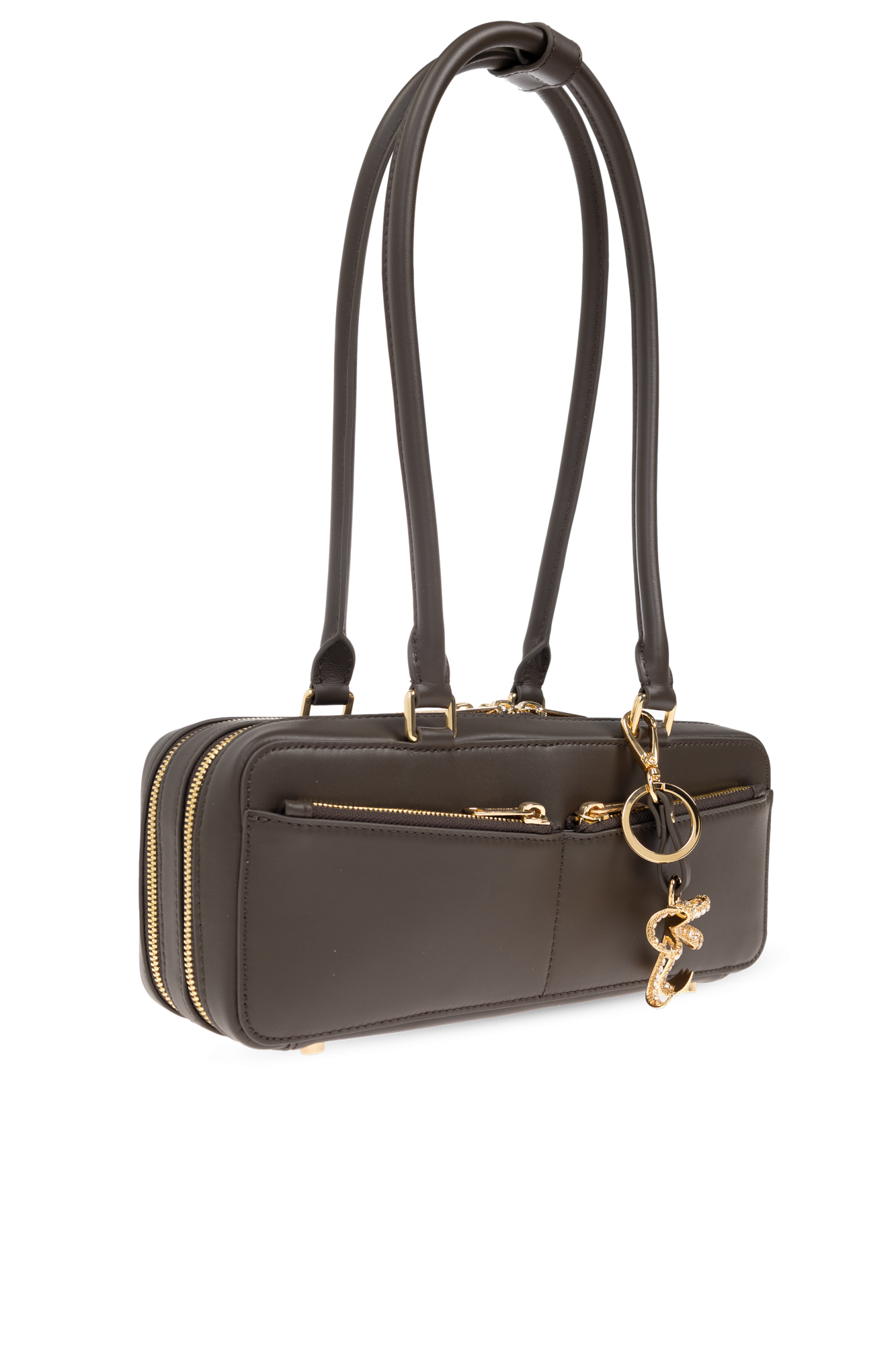 ショルダーバッグ・ポシェット SELF PORTRAIT FW25 (PF25 315 BR BROWN) Brown Leather Mini Shoulder Bag With Charm – self-portrait-US